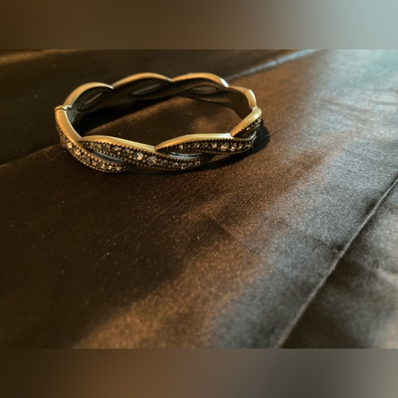 Burnished bronze CZ hinged bracelet - Picture 2 of 8